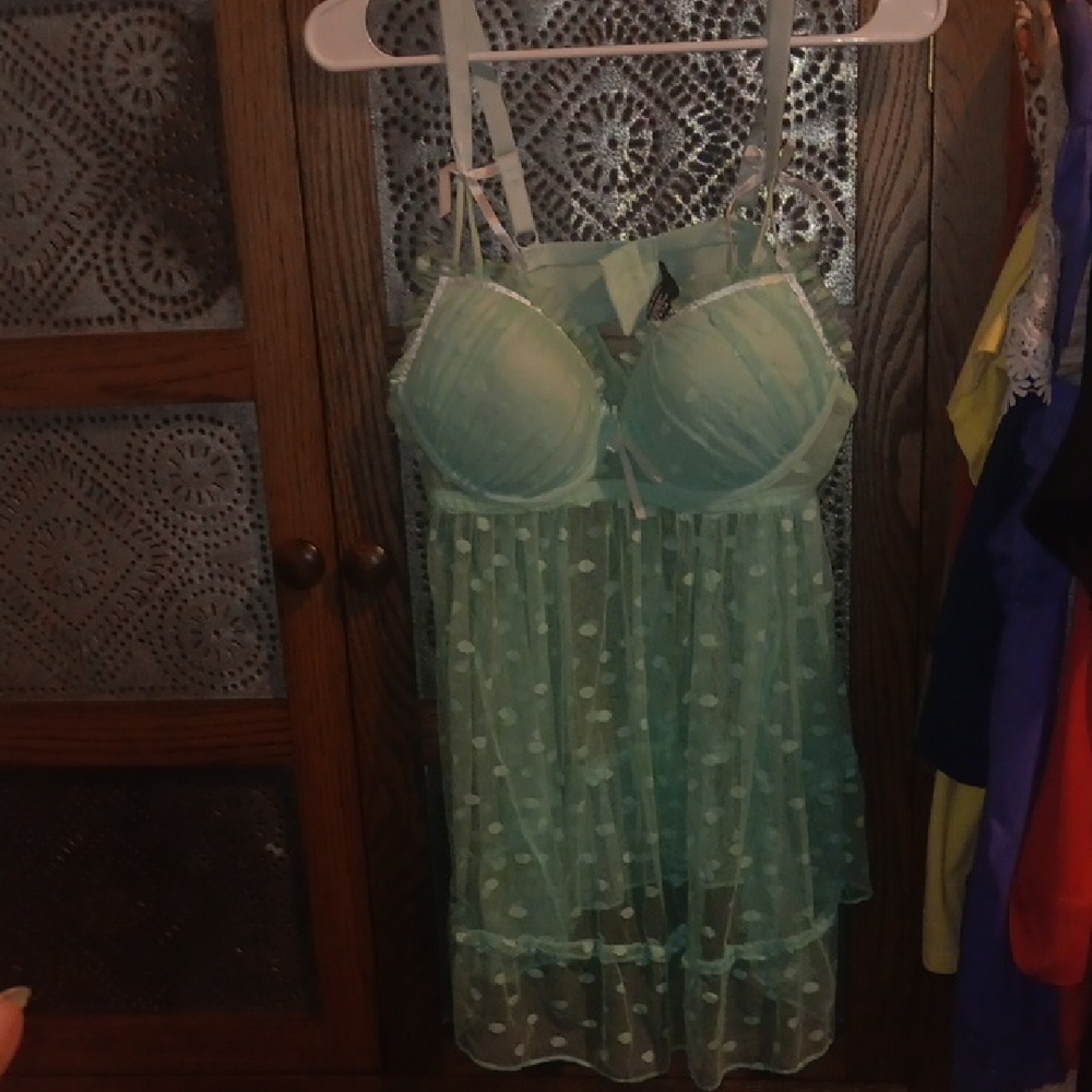 Mint Green Lace Chemise with Adjustable Straps